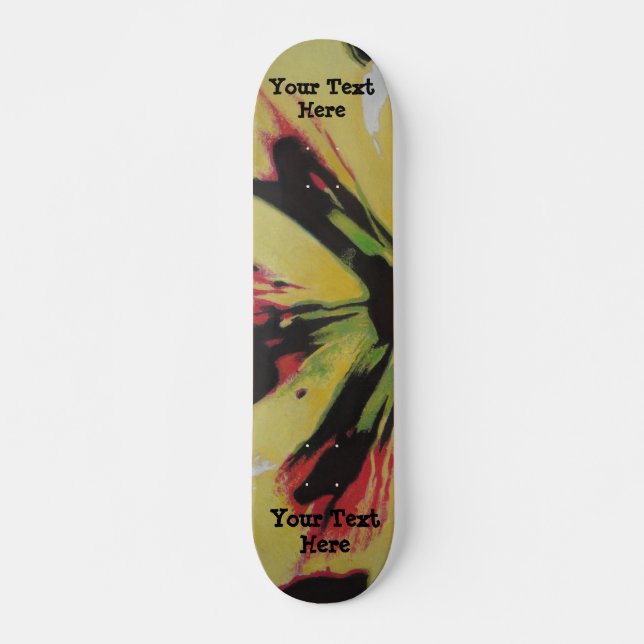 black and yellow original modern abstract art skateboard (Front)