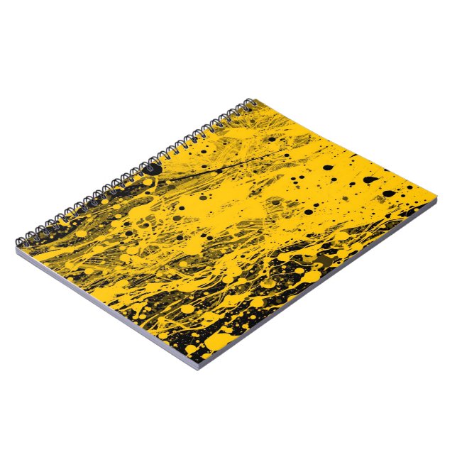 Black and Yellow Paint Splashes Notebook (Left Side)