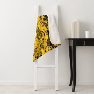 Black and Yellow Paint Splashes Sherpa Blanket