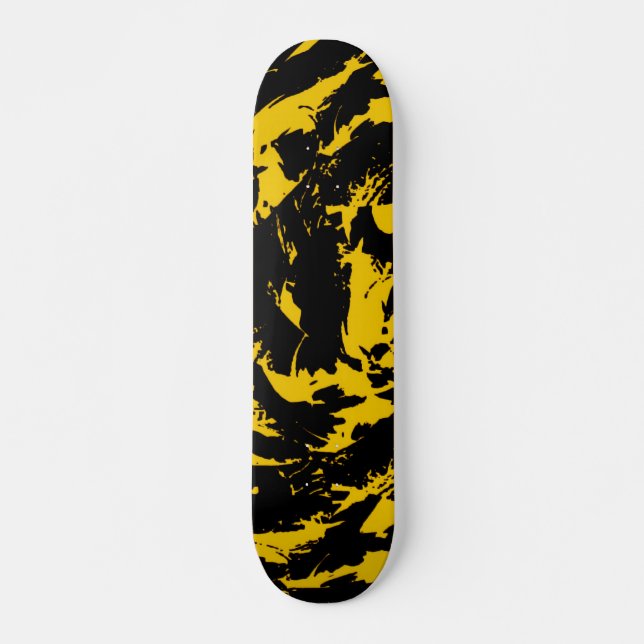 Black and Yellow Paint Splatter Skateboard (Front)