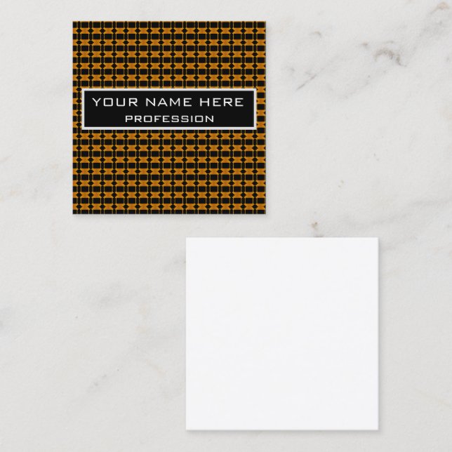 black and yellow pattern square business card (Front/Back)