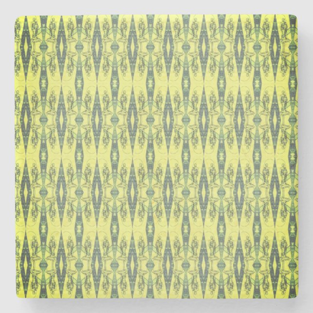 Black and yellow pattern stone coaster (Front)