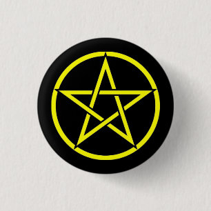 Black and Yellow Pentacle Pentagram Button Badge