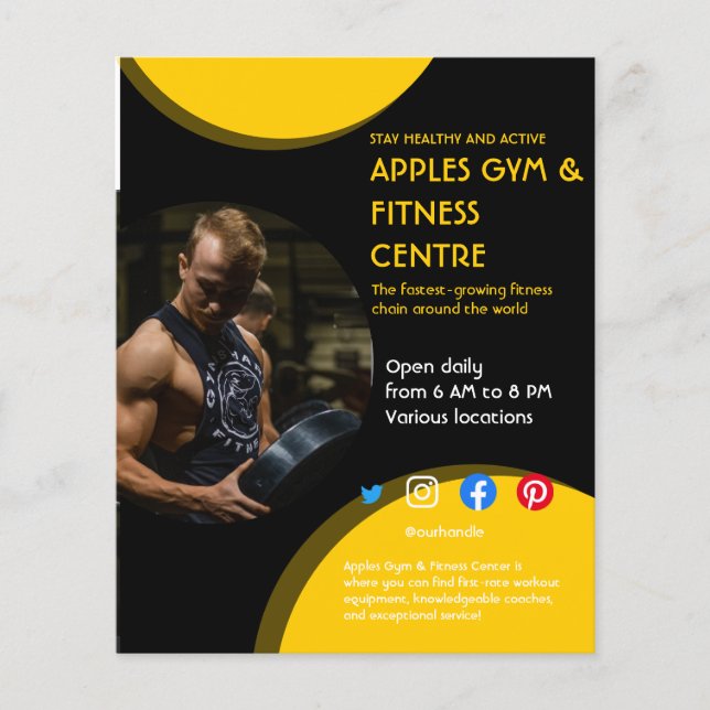 black and yellow Photo gym personal trainer fit  F Flyer (Front)