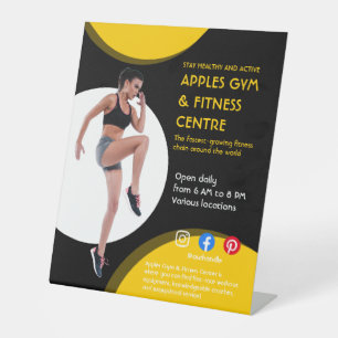 black and yellow Photo gym personal trainer fit F Pedestal Sign