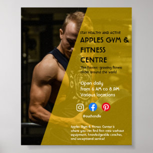 black and yellow Photo gym personal trainer fit Fl Poster