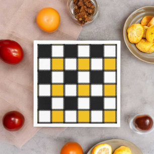 Black and Yellow Plaid Check Napkin