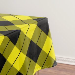 Black and Yellow Plaid Checked Tablecloth