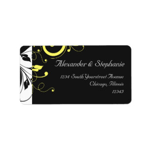 Black and Yellow Reverse Swirl Label