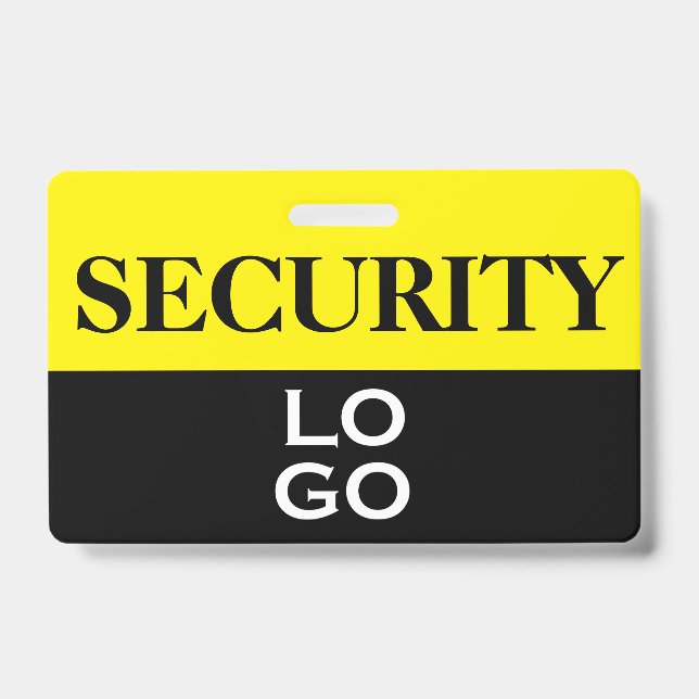 Black and Yellow Security with Custom Logo ID Badge (Front)