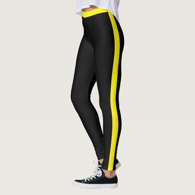 Black and Yellow Side Stripe Leggings (Left)