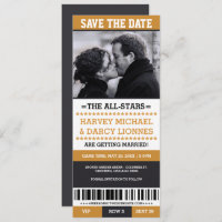 Black and Yellow Sports Ticket Save the Date