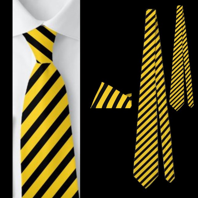 Black And Yellow Striped Abstract Pattern Neck Tie (Creator Uploaded)