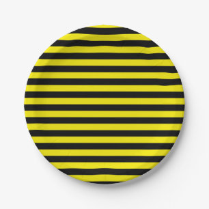 Black and Yellow Stripes Paper Plates