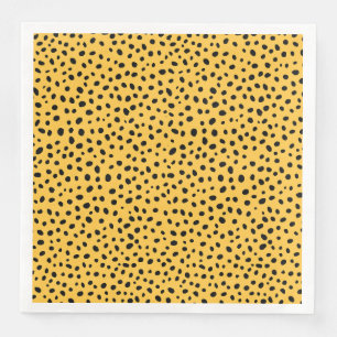 Black And Yellow Uneven Dots Graphic Design Napkin