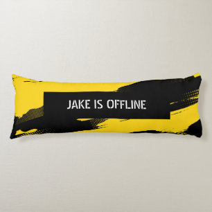 Black and Yellow, White Text, Offline Body Cushion