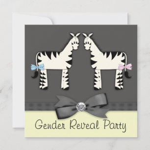 Black and Yellow Zebra Gender Reveal Invitation