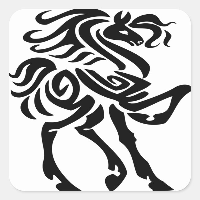 Black and Young Horse Square Sticker (Front)