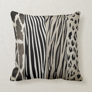 Black AndBeige Animal Printed Zebra Stripe Pillow