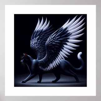 Black Angel Cat Cinematic Shot Poster
