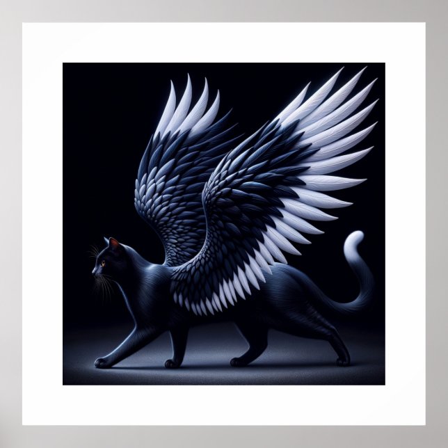 Black Angel Cat Cinematic Shot  Poster (Front)