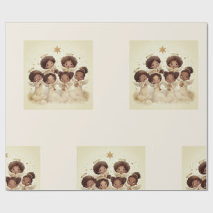 Black Angel Christmas Choir Wrapping Paper 1