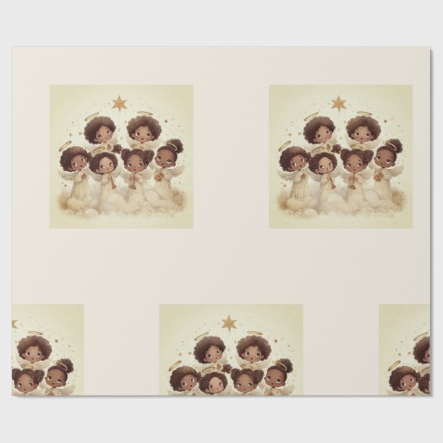 Black Angel Christmas Choir Wrapping Paper 1 (Flat)