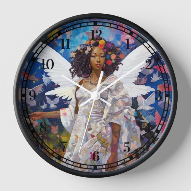 Black Angel Fantasy Art Clock (Front)