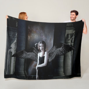 BLACK ANGEL FLEECE BLANKET