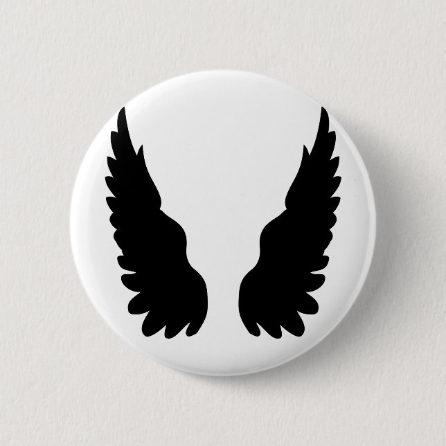 black angel wings 6 cm round badge (Front)