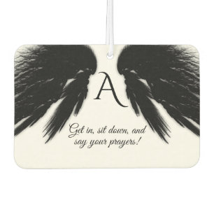 BLACK ANGEL WINGS Monogram Funny Car Air Freshener