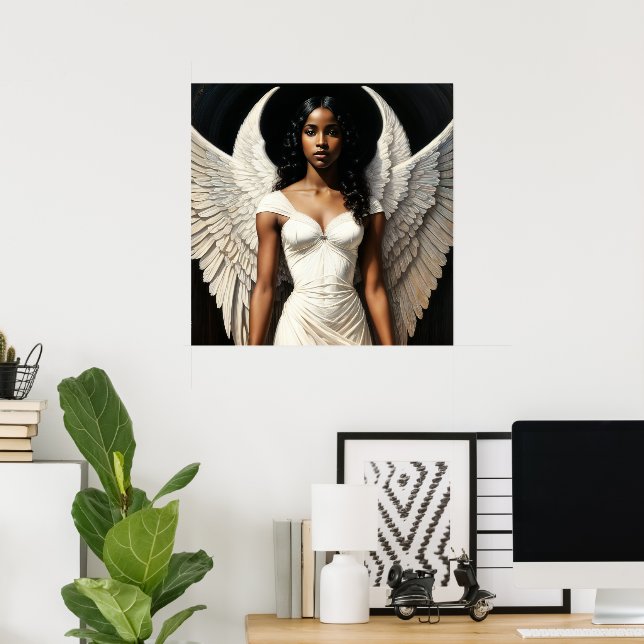 Black Angel With Dark Skin Art Poster (Home Office)