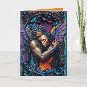 Black Angel with Purple Wings Note Card