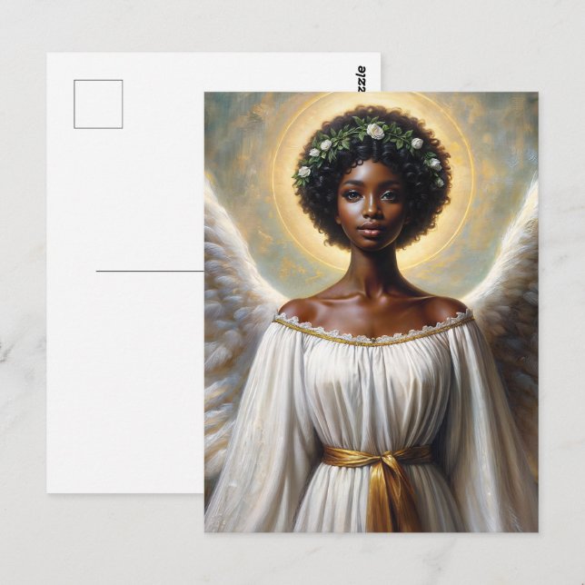 Black Angel Woman Inspirational Art Postcard (Front/Back)