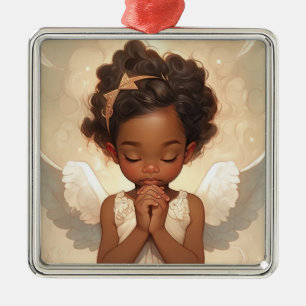 Black Angel's Prayer for Christmas Serenity Metal Ornament