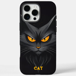 Black Angry Cat Personalised iPhone 16 Pro Max Case