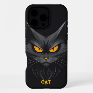 Black Angry Cat Personalised iPhone 16 Pro Max Case