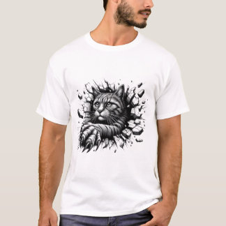 Black Angry cat Unique design Luxury T-Shirt 