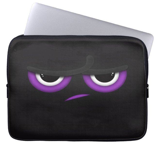 Black angry Ninja Laptop Sleeve (Front)