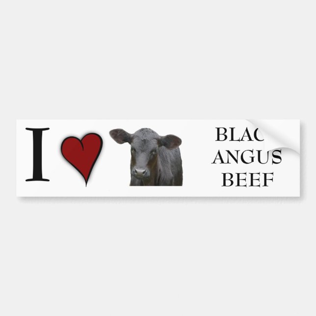 Black Angus Beef  - I love heart design Bumper Sticker (Front)