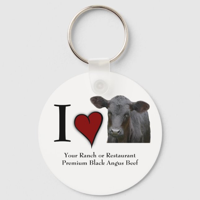 Black Angus Beef  - I love heart design Key Ring (Front)