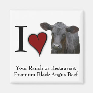 Black Angus Beef  - I love heart design Magnet