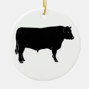 Black Angus Bull Ceramic Ornament