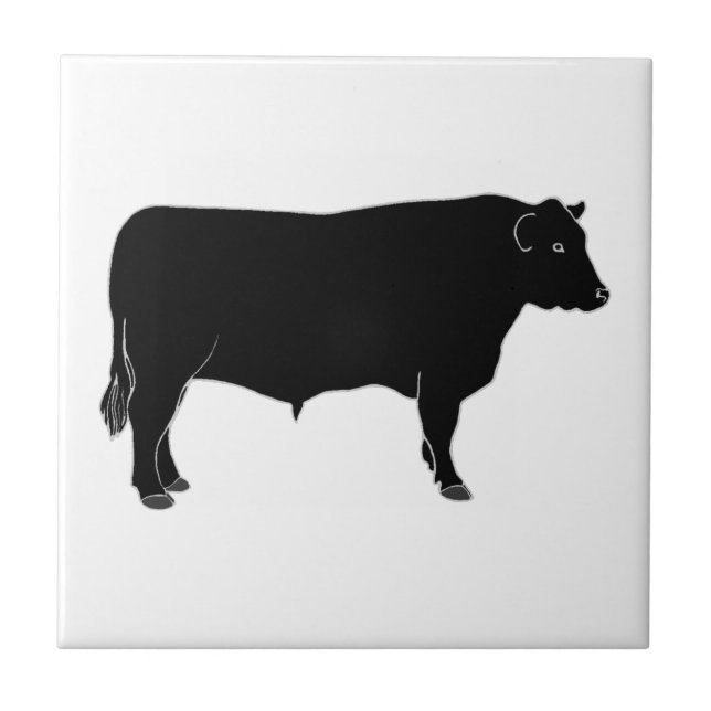Black Angus Bull Ceramic Tile (Front)