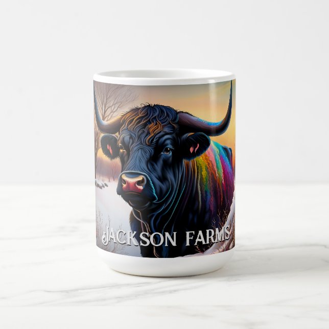 Black Angus Bull Winter Coffee Mug (Center)