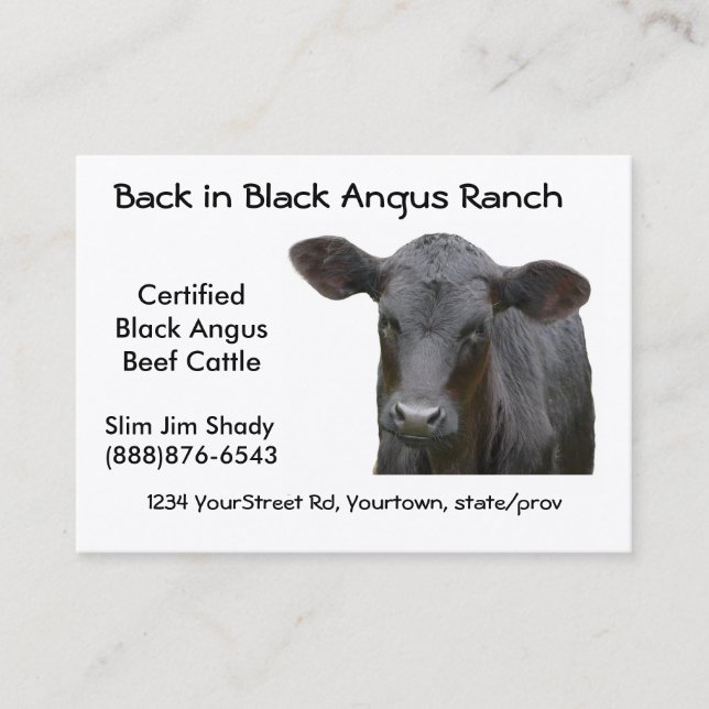 Black Angus Cattle Ranch Business Card (Front)