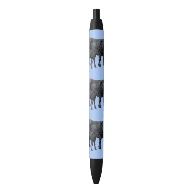 Black Angus Cow & Cute Calf Ink Pen (Front Vertical)