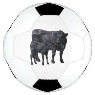 Black Angus Cow & Cute Calf Soccer Ball