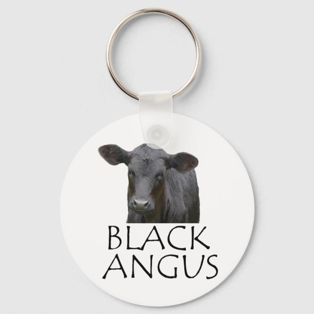 Black Angus Cow Key Ring (Front)