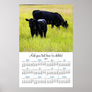Black Angus in Yellow Grass 2011 wall  calendar Poster